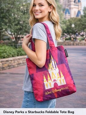 Disney Pink and Purple Foldable Tote with Castle Graphic